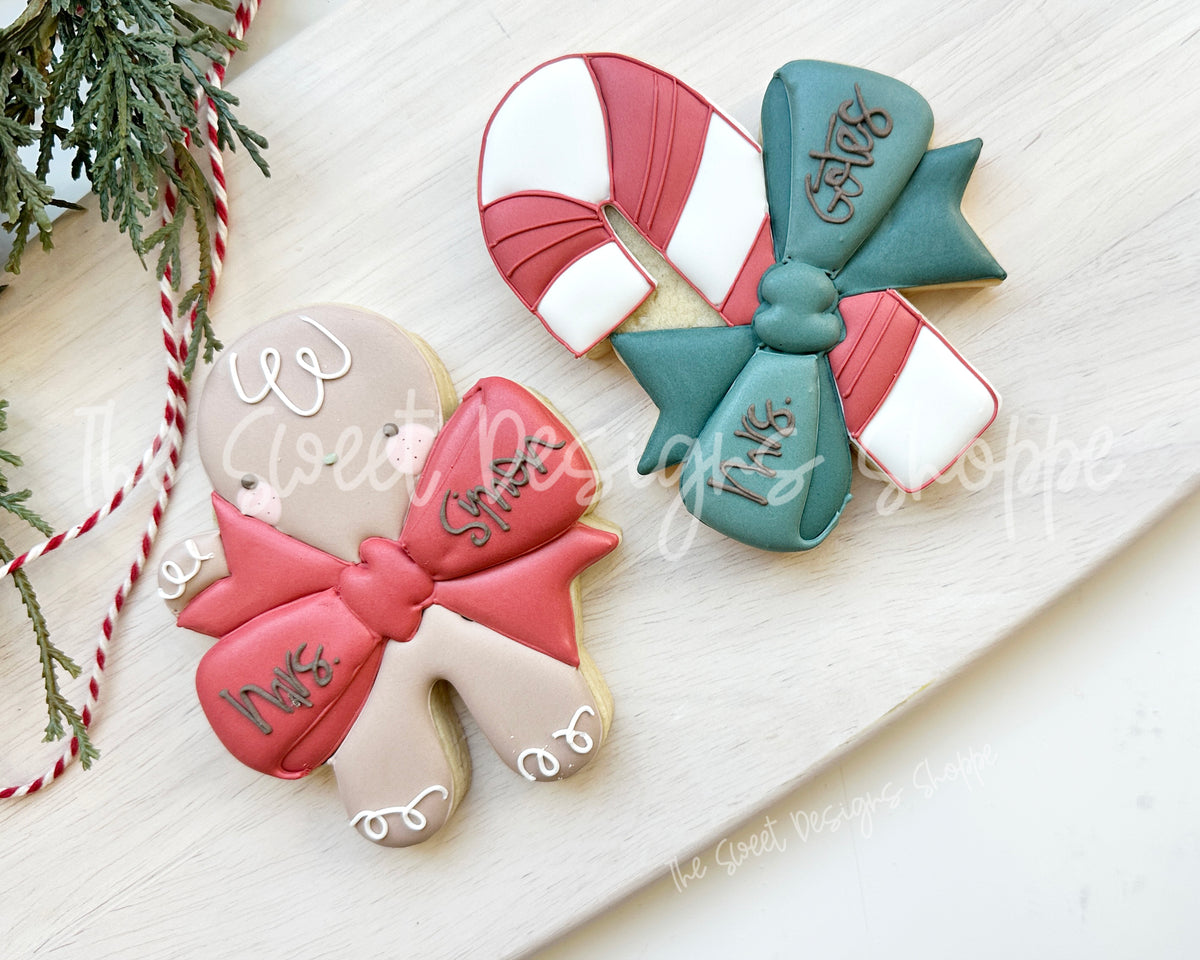 Cookie Cutters - Gingerbread Boy & Candy Cane with Bow Cookie Cutter Set - Set of 2 - Cookie Cutters - The Sweet Designs Shoppe - TSDS - - ALL,Christmas,Christmas / Winter,Cookie Cutter,Ginger boy,ginger bread,Ginger girl,Gingerboy,gingerbread,gingerbread man,Gingergirl,Plaque,Plaques,PLAQUES HANDLETTERING,Promocode,regular sets,set,STL