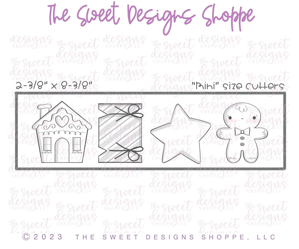 Cookie Cutters - Gingerbread Delight Mini Set - Set of 4 - Cookie Cutters - The Sweet Designs Shoppe - TSDS - - ALL,Christmas,Christmas / Winter,Cookie Cutter,Ginger boy,ginger bread,Ginger girl,Gingerboy,gingerbread,gingerbread man,Gingergirl,GingerHouse,Mini Sets,Promocode,regular sets,set,STL,Winter