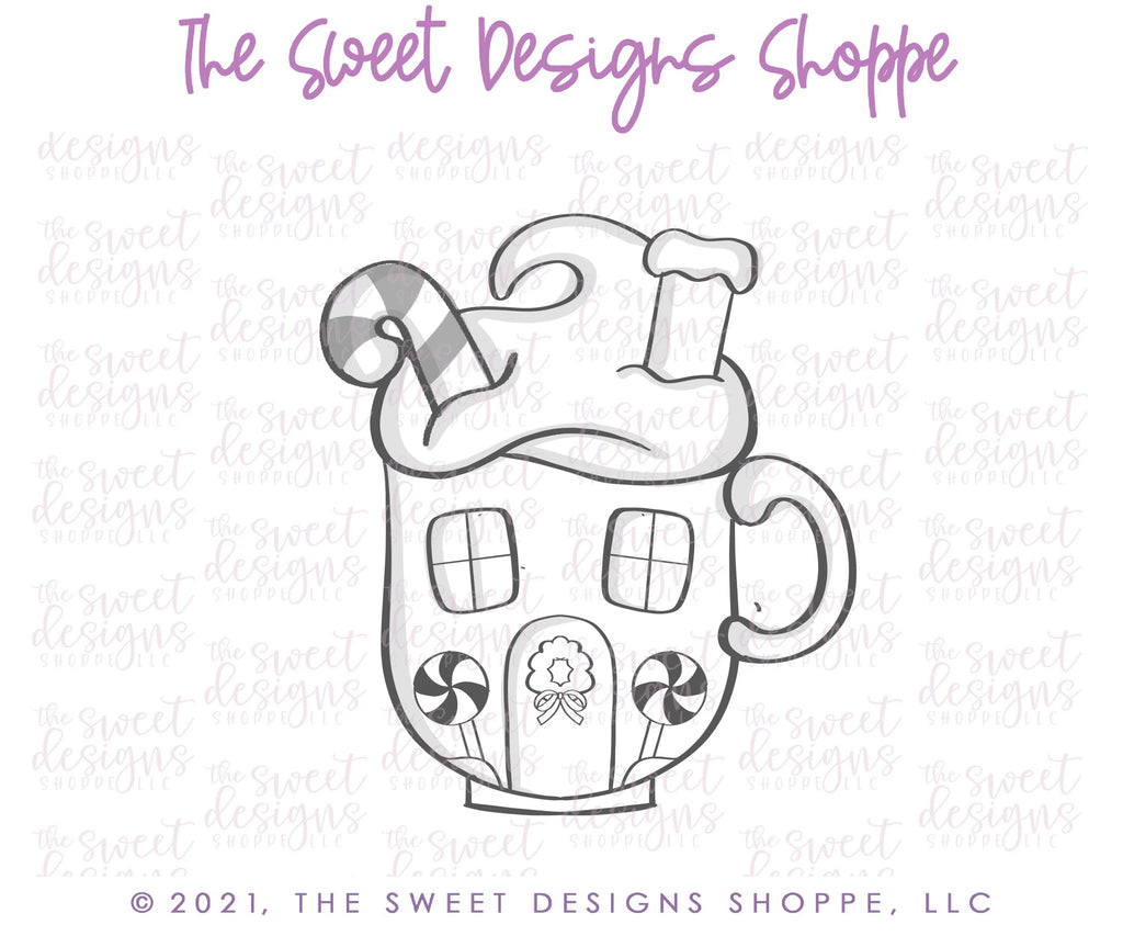 Cookie Cutters - Gingerbread House Coffee - Cookie Cutter - Sweet Designs Shoppe - - ALL, Christmas, Christmas / Winter, Christmas Cookies, coffee, Cookie Cutter, Food, Food and Beverage, Food beverages, Ginger bread, Gingerbread, home, mug, mugs, Promocode