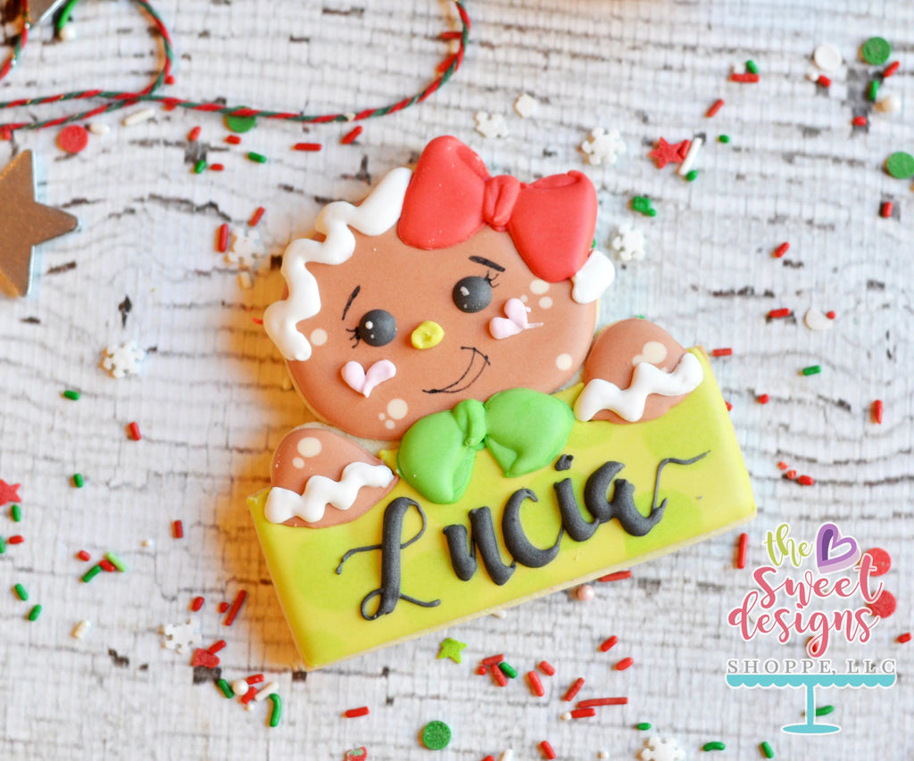 Cookie Cutters - Gingergirl Plaque - Cookie Cutter - The Sweet Designs Shoppe - - ALL, Christmas, Christmas / Winter, Cookie Cutter, Ginger boy, ginger bread, Ginger girl, gingerbread, gingerbread man, Personalized, Plaque, Promocode