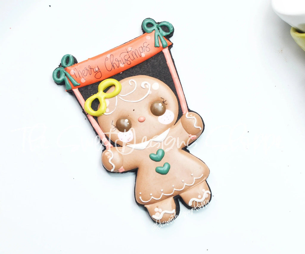 Cookie Cutters - Gingergirl with Banner - Cookie Cutter - The Sweet Designs Shoppe - TSDS - - ALL,Christmas,Christmas / Winter,Christmas Cookies,Cookie Cutter,ginger bread,Gingerbread,home,Promocode