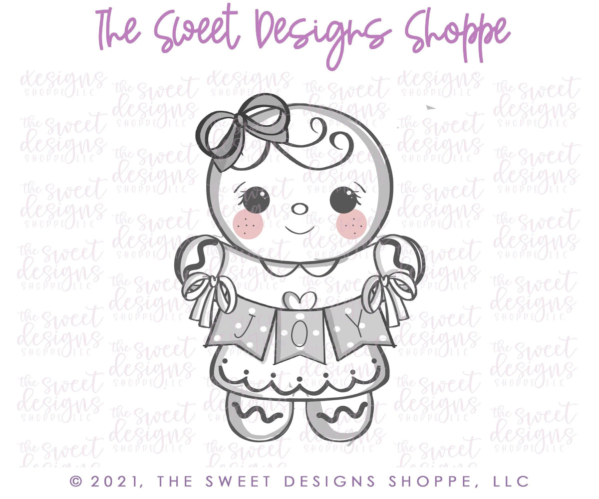 Cookie Cutters - GingerGirl with Bunting - Cookie Cutter - The Sweet Designs Shoppe - TSDS - - ALL,Christmas,Christmas / Winter,Christmas Cookies,Cookie Cutter,ginger bread,Gingerbread,home,Promocode,STL