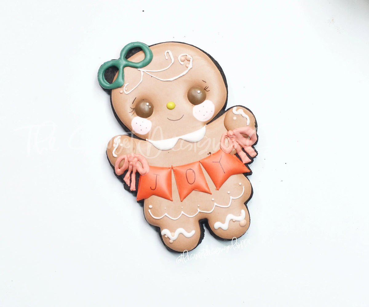 Cookie Cutters - GingerGirl with Bunting - Cookie Cutter - The Sweet Designs Shoppe - TSDS - - ALL,Christmas,Christmas / Winter,Christmas Cookies,Cookie Cutter,ginger bread,Gingerbread,home,Promocode,STL