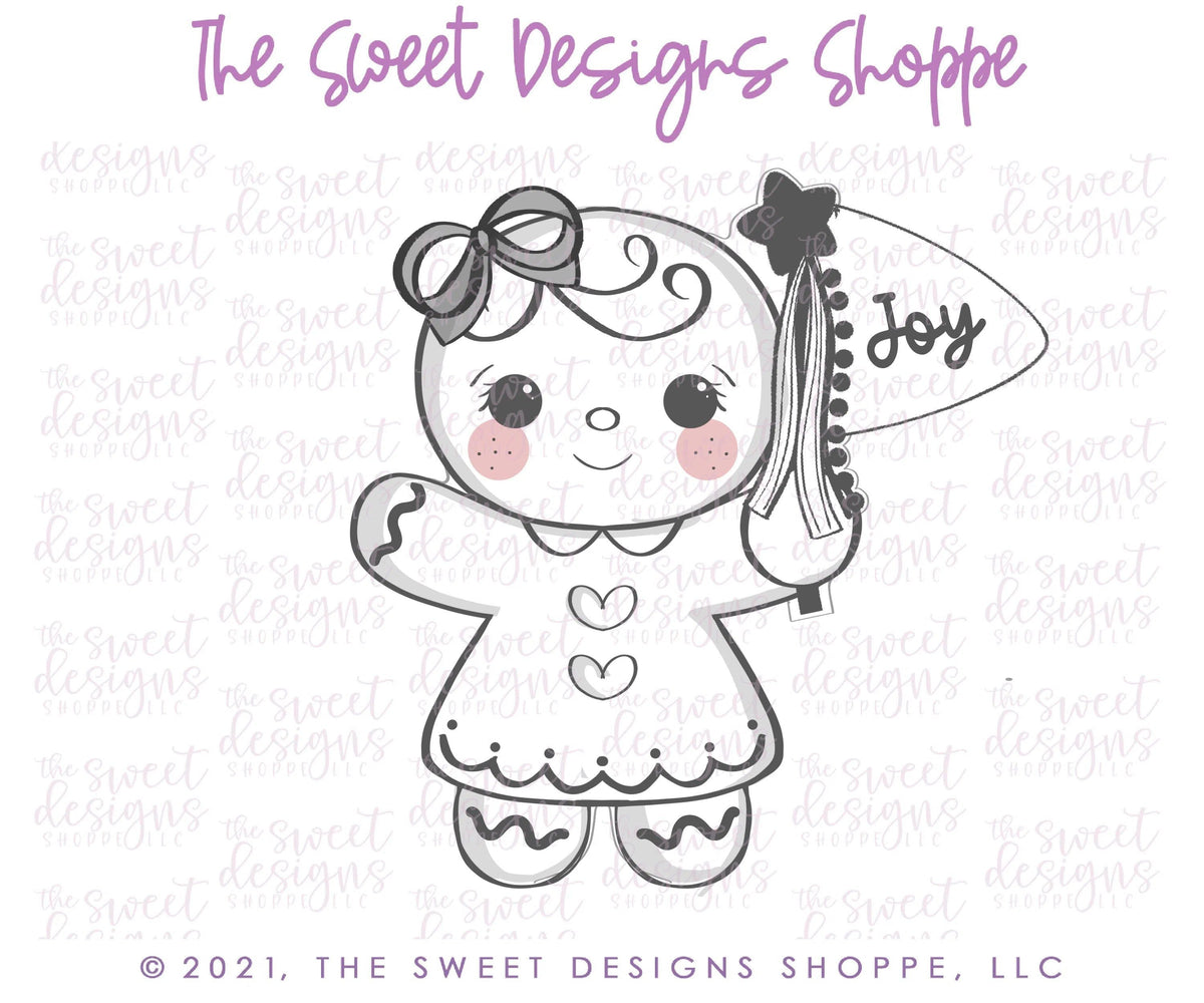 Cookie Cutters - Gingergirl with Flag - Cookie Cutter - The Sweet Designs Shoppe - TSDS - - ALL,Christmas,Christmas / Winter,Christmas Cookies,Cookie Cutter,ginger bread,Gingerbread,home,Promocode,STL