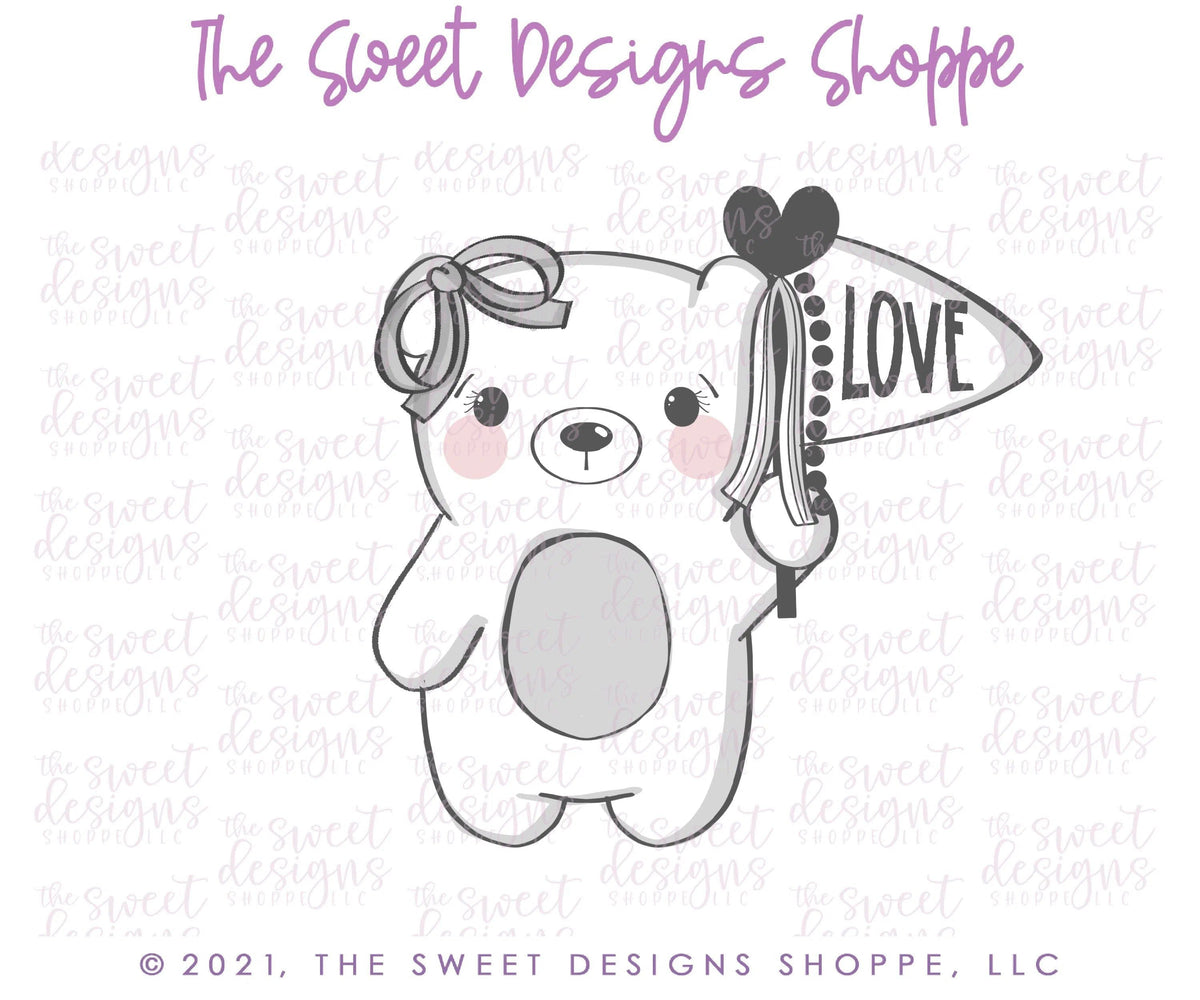 Cookie Cutters - Girl Bear with Flag - Cookie Cutter - The Sweet Designs Shoppe - TSDS - - ALL,Animal,Animals,Animals and Insects,Cookie Cutter,Easter,Easter / Spring,Promocode,STL,valentine,valentines