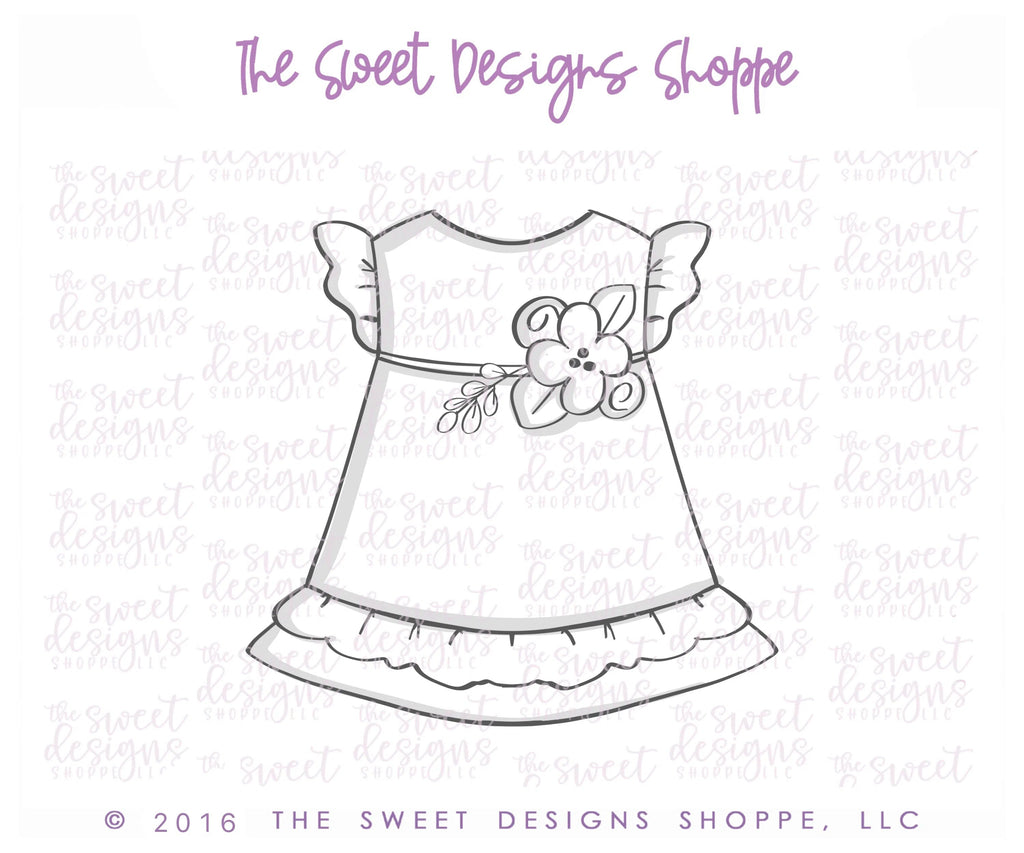 Cookie Cutters - Girl Dress with Ruffles - Cookie Cutter - Sweet Designs Shoppe - - ALL, Baby, Baby Dress, Baby Girl, Clothing / Accessories, Cookie Cutter, Dress, Girl, Promocode