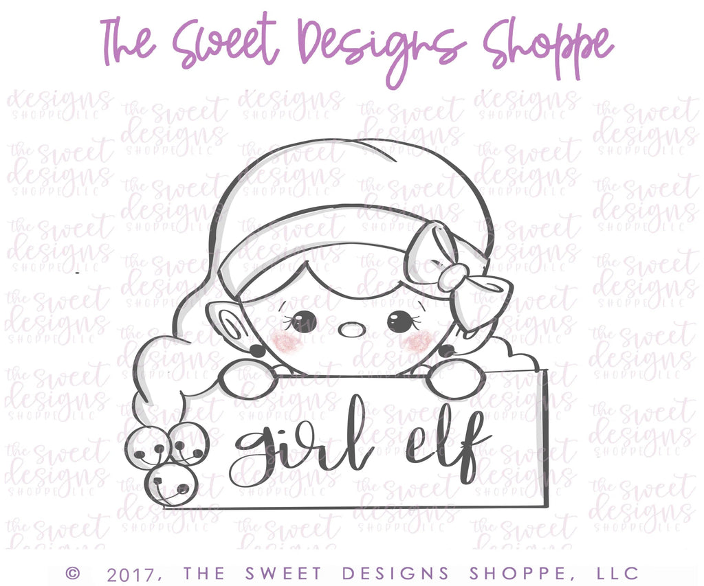 Cookie Cutters - Girl Elf Plaque - Cookie Cutter - Sweet Designs Shoppe - - ALL, Christmas, Christmas / Winter, Cookie Cutter, Ginger boy, Ginger bread, Ginger girl, gingerbread, Personalized, Plaque, Promocode