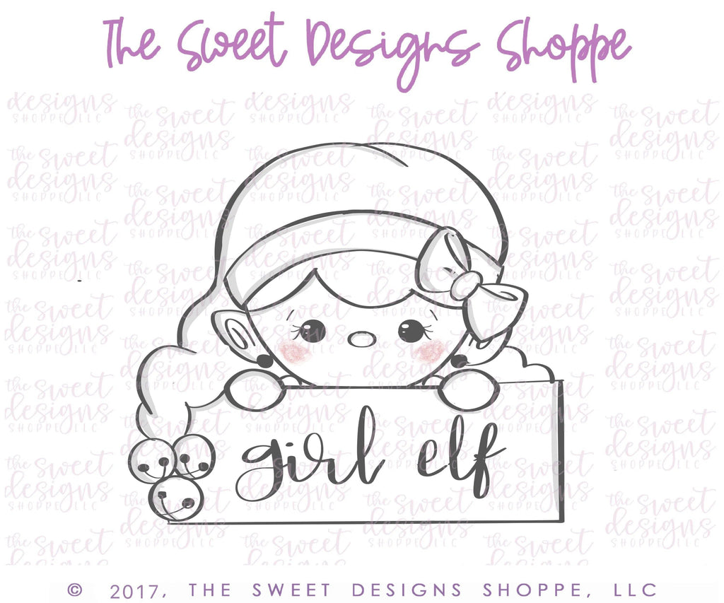 Cookie Cutters - Girl Elf Plaque - Cookie Cutter - The Sweet Designs Shoppe - - ALL, Christmas, Christmas / Winter, Cookie Cutter, Ginger boy, Ginger bread, Ginger girl, gingerbread, Personalized, Plaque, Promocode