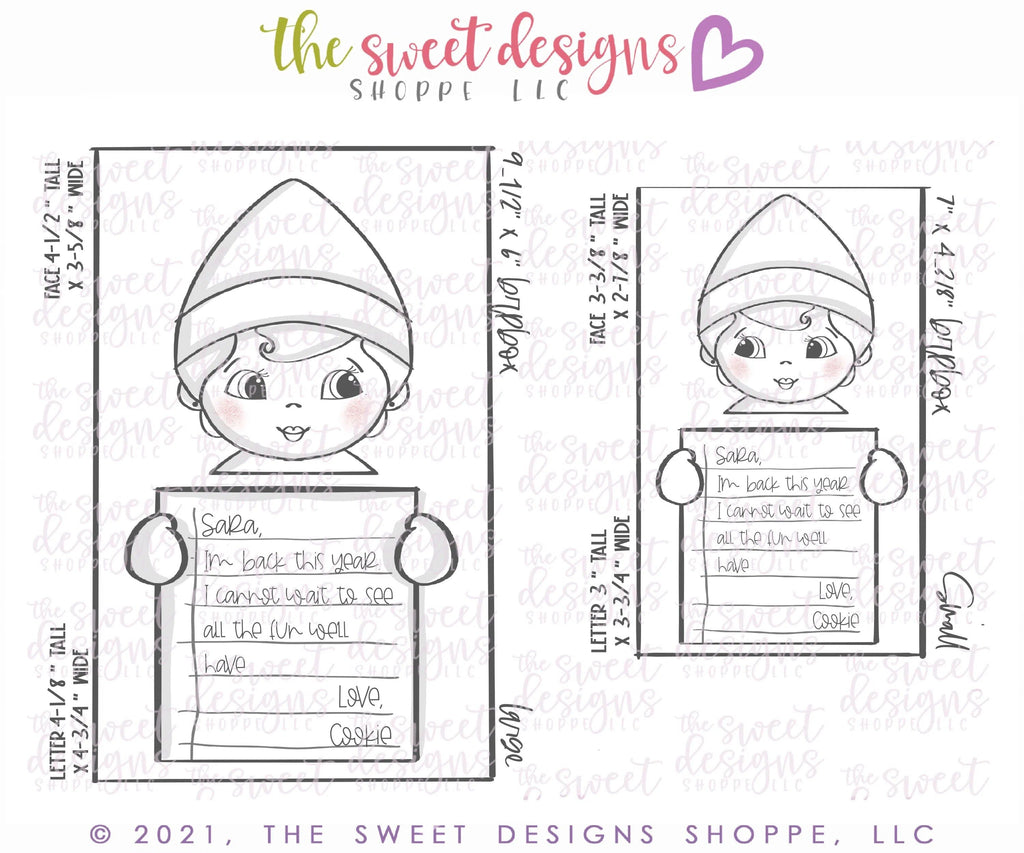 Cookie Cutters - Girl Elf with Letter - Set of 2 - Cookie Cutters - The Sweet Designs Shoppe - TSDS - - ALL,Christmas,Christmas / Winter,Christmas Cookies,Cookie Cutter,Promocode,regular sets,Set,sets,STL