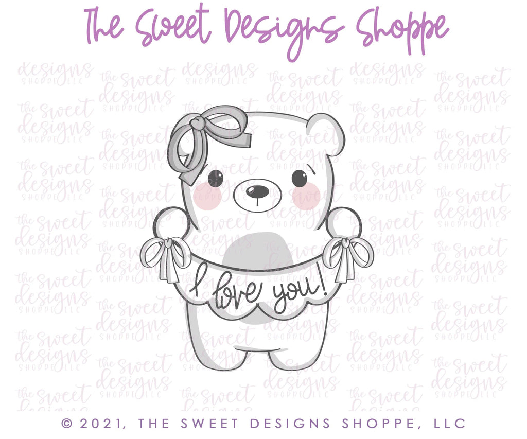 Cookie Cutters - Girly Bear with Bunting - Cookie Cutter - Sweet Designs Shoppe - - ALL, Animal, Animals, Animals and Insects, Cookie Cutter, Easter, Easter / Spring, Promocode, valentine, valentines