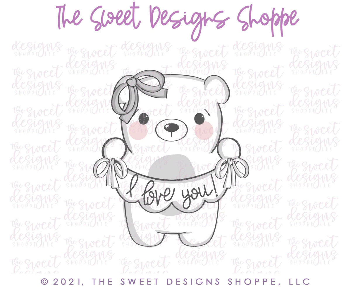 Cookie Cutters - Girly Bear with Bunting - Cookie Cutter - The Sweet Designs Shoppe - TSDS - - ALL,Animal,Animals,Animals and Insects,Cookie Cutter,Easter,Easter / Spring,Promocode,STL,valentine,valentines