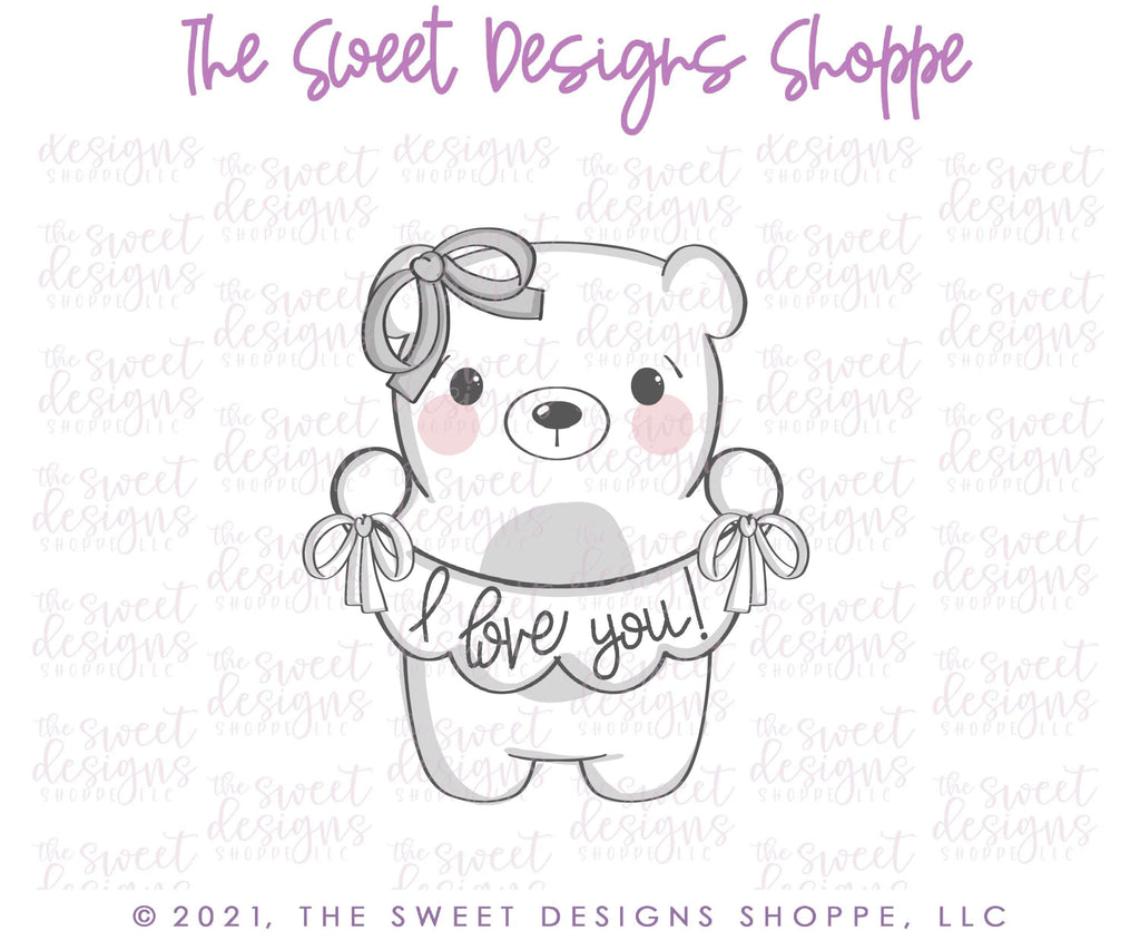 Cookie Cutters - Girly Bear with Bunting - Cookie Cutter - The Sweet Designs Shoppe - - ALL, Animal, Animals, Animals and Insects, Cookie Cutter, Easter, Easter / Spring, Promocode, valentine, valentines