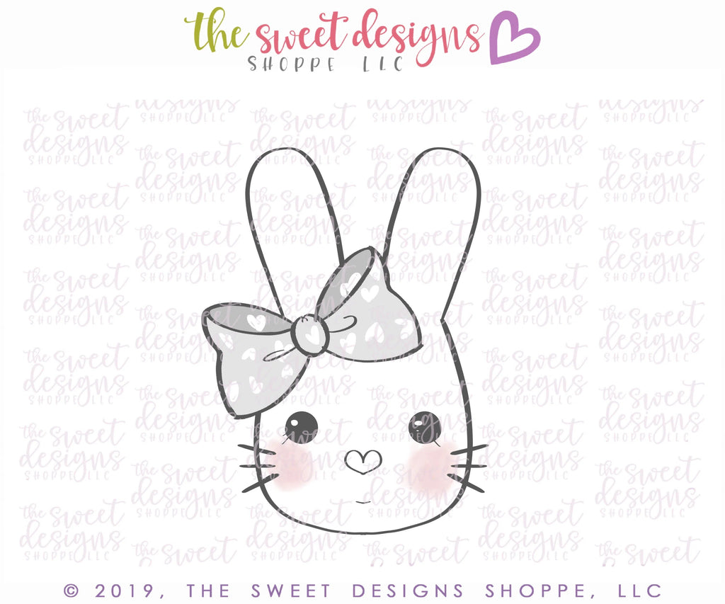 Cookie Cutters - Girly Bunny Face 2020 - Cookie Cutter - Sweet Designs Shoppe - - ALL, Animal, Animals, Animals and Insects, Cookie Cutter, easter, Easter / Spring, Promocode