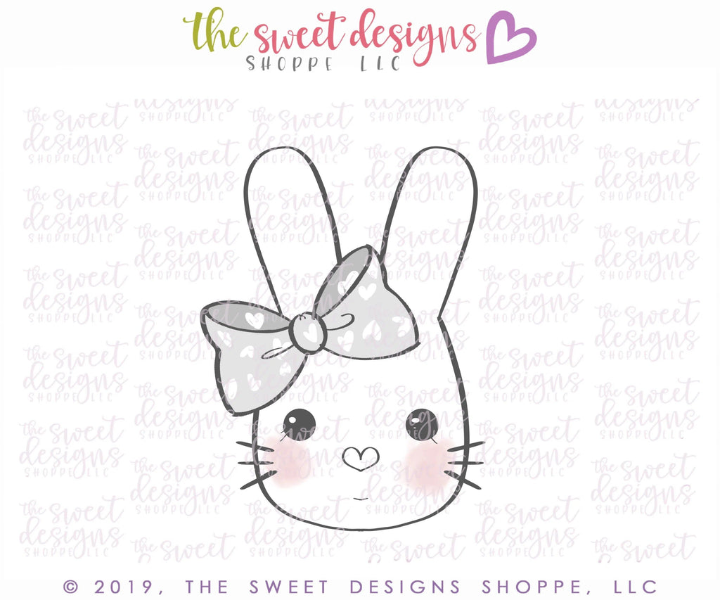 Cookie Cutters - Girly Bunny Face 2020 - Cookie Cutter - The Sweet Designs Shoppe - - ALL, Animal, Animals, Animals and Insects, Cookie Cutter, easter, Easter / Spring, Promocode