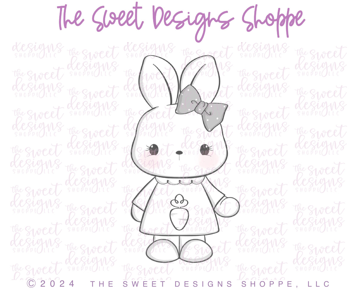 Cookie Cutters - Girly Bunny Holding Balloon - Cookie Cutter - The Sweet Designs Shoppe - TSDS - - ALL,Animal,Animals,Animals and Insects,basket,bunny holding balloon,Cookie Cutter,cute bunny holding balloon,Easter,Easter / Spring,easter basket,holding balloon,Promocode,STL