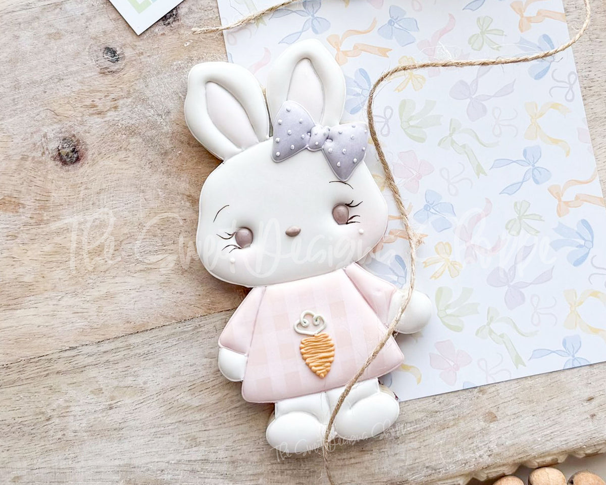 Cookie Cutters - Girly Bunny Holding Balloon - Cookie Cutter - The Sweet Designs Shoppe - TSDS - - ALL,Animal,Animals,Animals and Insects,basket,bunny holding balloon,Cookie Cutter,cute bunny holding balloon,Easter,Easter / Spring,easter basket,holding balloon,Promocode,STL