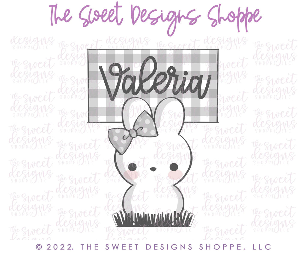 Cookie Cutters - Girly Bunny Marshmallow Place Card - Cookie Cutter - Sweet Designs Shoppe - - ALL, Animal, Animals, Animals and Insects, Cookie Cutter, easter, Easter / Spring, peep, peeps, Plaque, Plaques, PLAQUES HANDLETTERING, Promocode