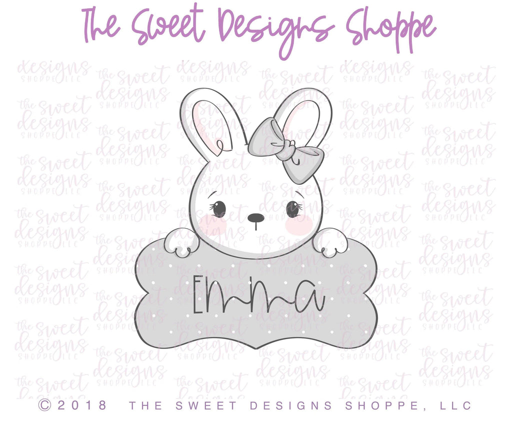 Cookie Cutters - Girly Bunny Plaque 2018 - Cookie Cutter - The Sweet Designs Shoppe - - ALL, Animals, Cookie Cutter, Easter, Easter / Spring, Personalized, Plaque, Promocode, Valentines