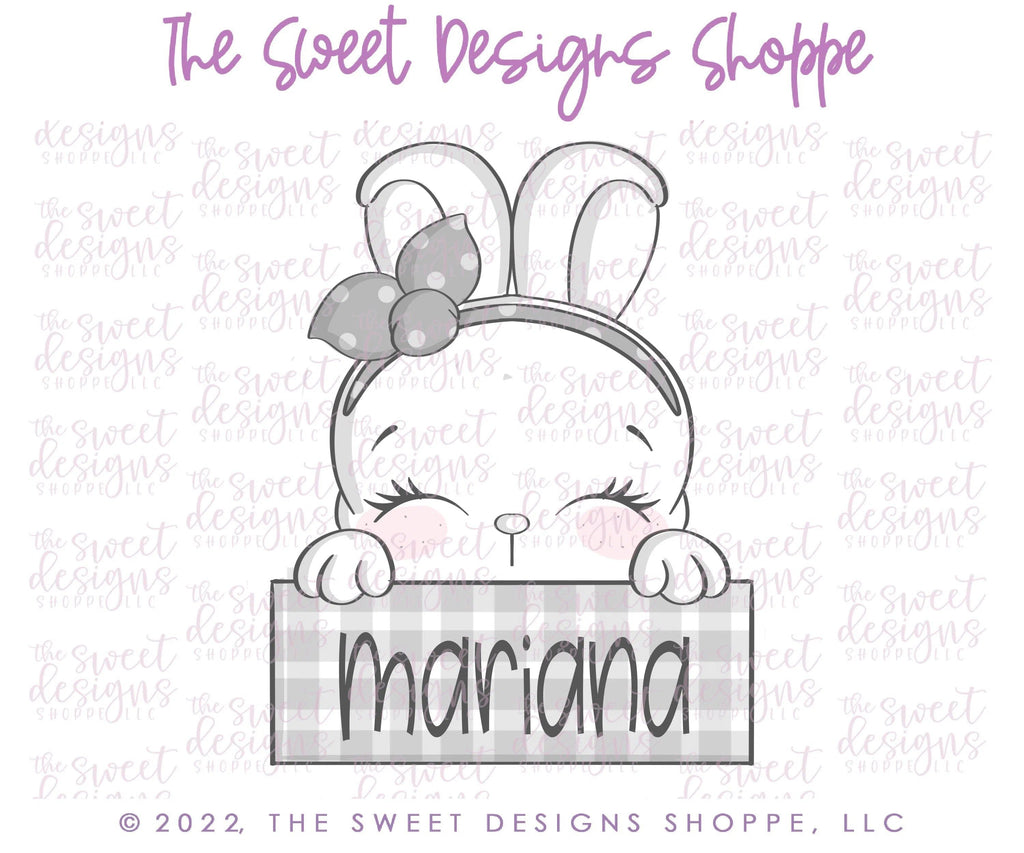 Cookie Cutters - Girly Bunny Plaque LM - Cookie Cutter - The Sweet Designs Shoppe - TSDS - - ALL,Animal,animal plaque,Animals,Animals and Insects,Bunny,bunnypeep,Cookie Cutter,Easter,Easter / Spring,Lady Milk Stache,Lady MilkStache,LadyMilkStache,Plaque,Plaques,Promocode