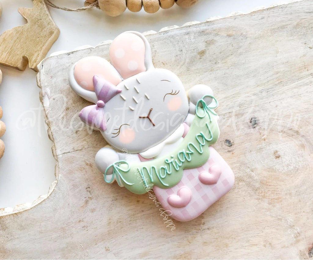 Cookie Cutters - Girly Bunny with Bunting - Cookie Cutter - The Sweet Designs Shoppe - - ALL, Animal, Animals, Animals and Insects, Cookie Cutter, easter, Easter / Spring, Promocode