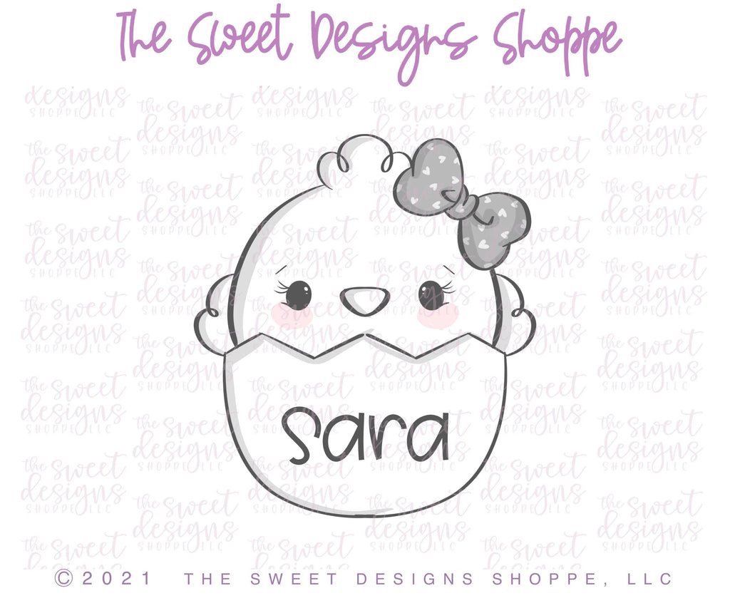 Cookie Cutters - Girly Chick in Egg - Cookie Cutter - The Sweet Designs Shoppe - TSDS - - ALL,Animal,Animals,Animals and Insects,Cookie Cutter,easter,Easter / Spring,Promocode
