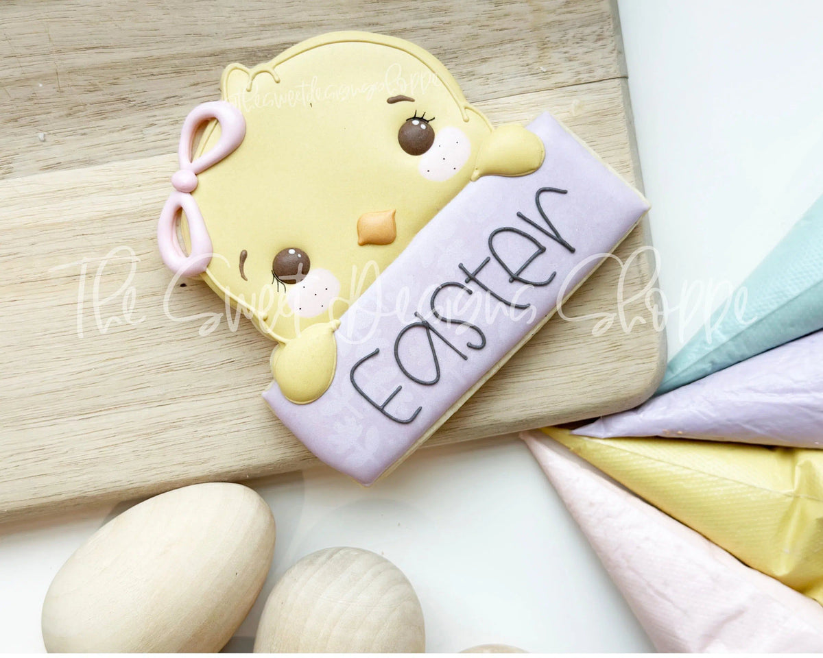 Cookie Cutters - Girly Chick Plaque LM - Cookie Cutter - The Sweet Designs Shoppe - TSDS - - ALL,Animal,animal plaque,Animals,Animals and Insects,Chick,Cookie Cutter,Easter,Easter / Spring,Lady Milk Stache,Lady MilkStache,LadyMilkStache,Plaque,Plaques,Promocode,STL
