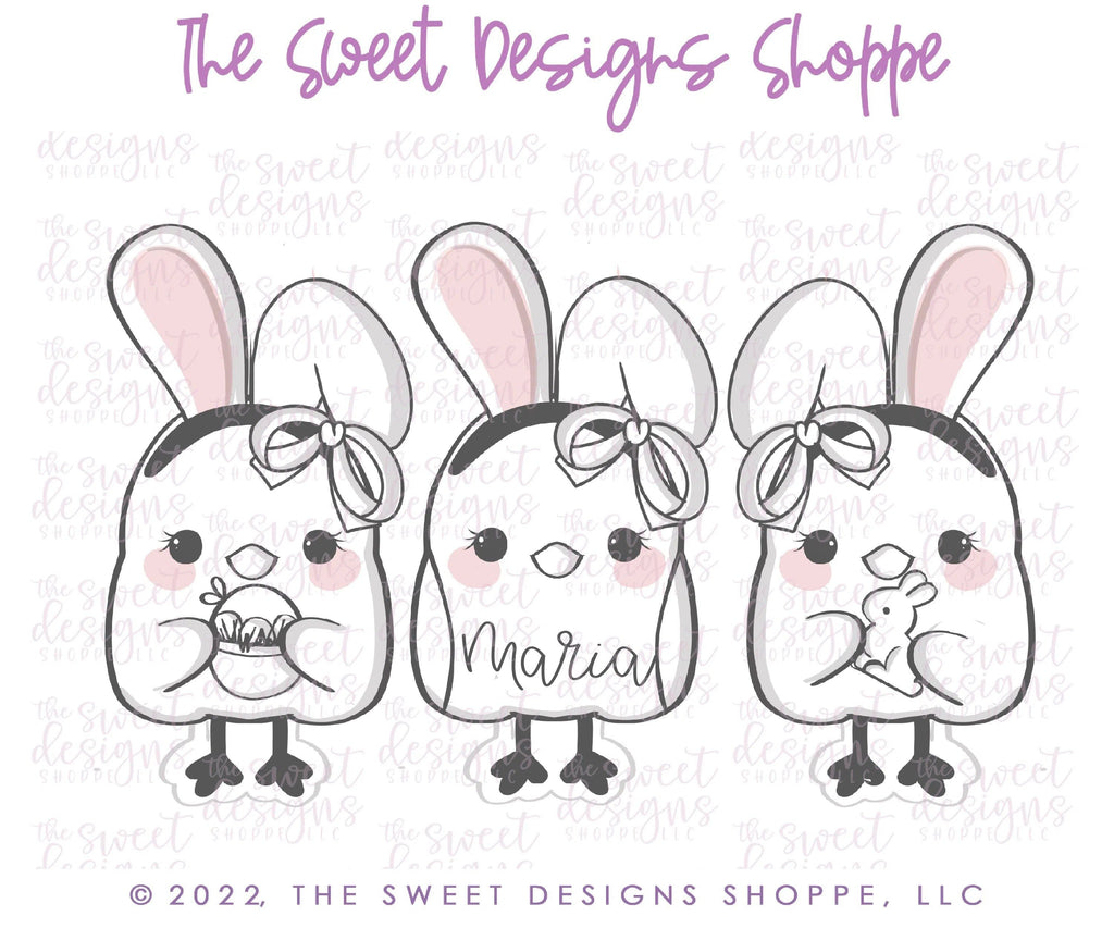 Cookie Cutters - Girly Chick with Bunny Ears - Cookie Cutter - The Sweet Designs Shoppe - TSDS - - ALL,Animal,Animals,Animals and Insects,bunny,Cookie Cutter,easter,Easter / Spring,Promocode