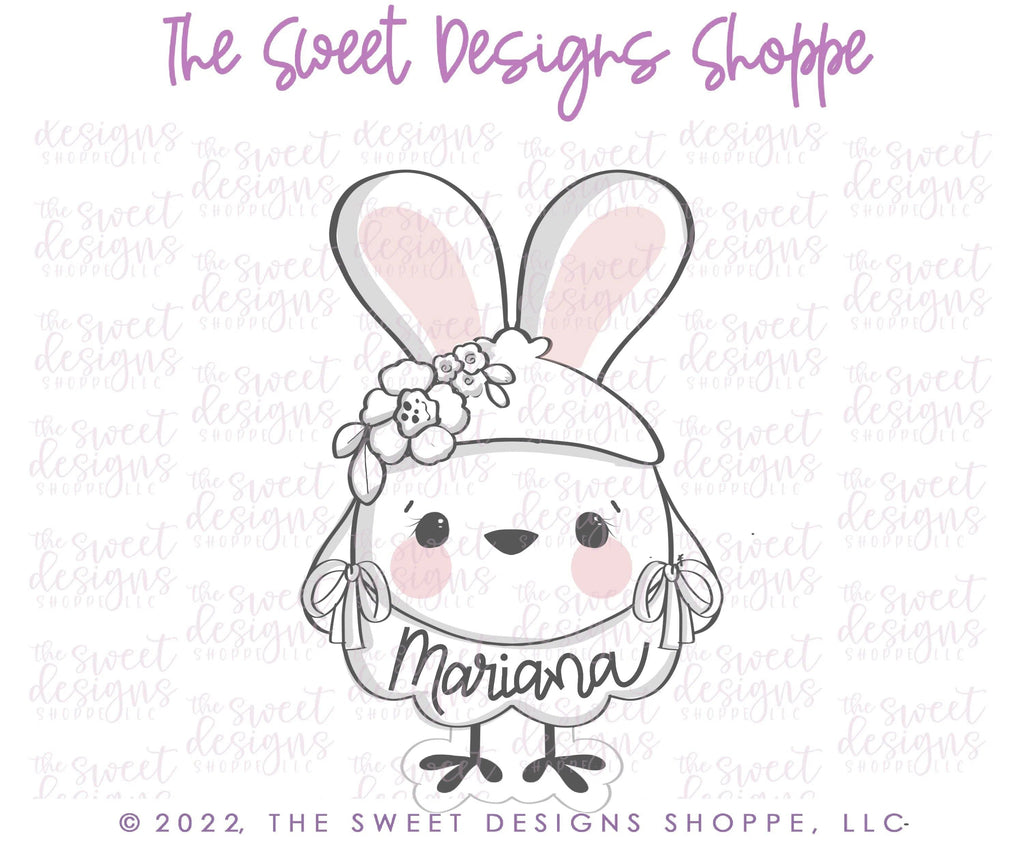 Cookie Cutters - Girly Chick with Bunting - Cookie Cutter - The Sweet Designs Shoppe - - ALL, Animal, Animals, Animals and Insects, bunny, Cookie Cutter, easter, Easter / Spring, Promocode