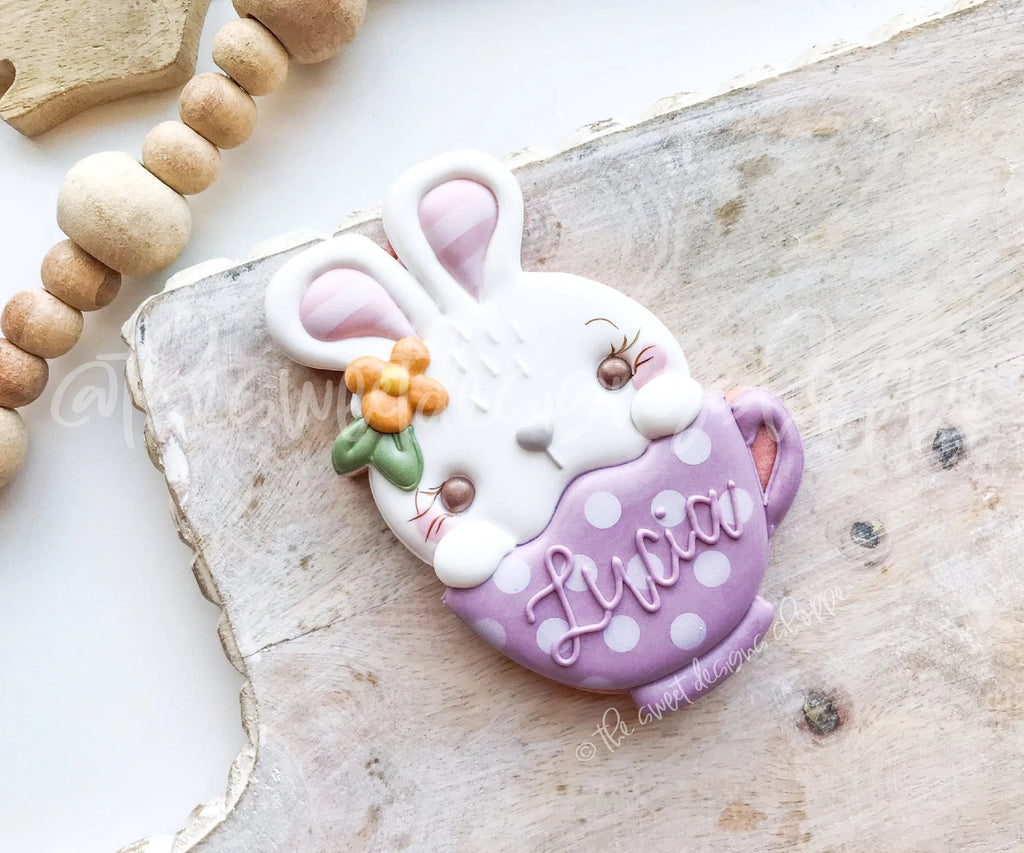 Cookie Cutters - Girly Cute Bunny in Mug - Cookie Cutter - Sweet Designs Shoppe - - ALL, Animal, Animals, Animals and Insects, Cookie Cutter, easter, Easter / Spring, mug, mugs, Promocode