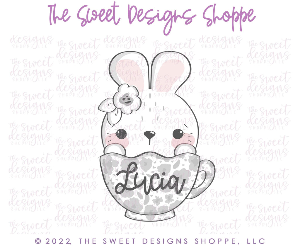 Cookie Cutters - Girly Cute Bunny in Mug - Cookie Cutter - Sweet Designs Shoppe - - ALL, Animal, Animals, Animals and Insects, Cookie Cutter, easter, Easter / Spring, mug, mugs, Promocode