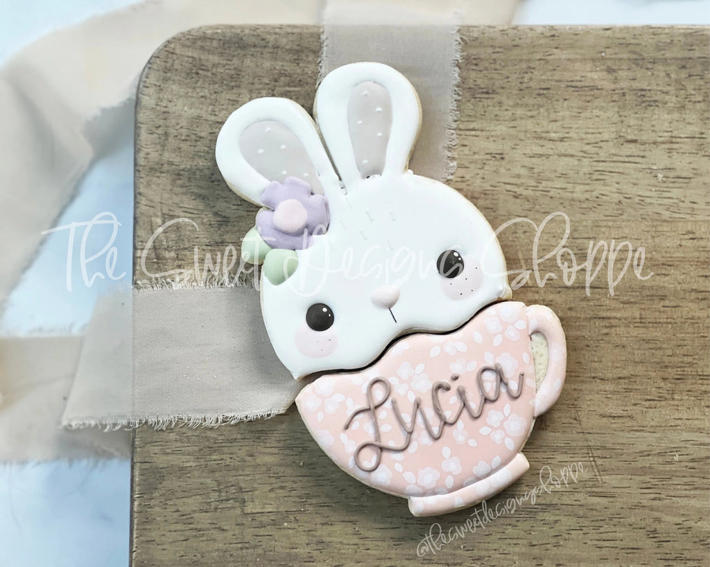 Cookie Cutters - Girly Cute Bunny in Mug Two Piece Set - Set of 2 - Cookie Cutters - Sweet Designs Shoppe - - ALL, Animal, Animals, Animals and Insects, bunny, Cookie Cutter, Easter / Spring, mug, mugs, Promocode, regular sets, Set, sets