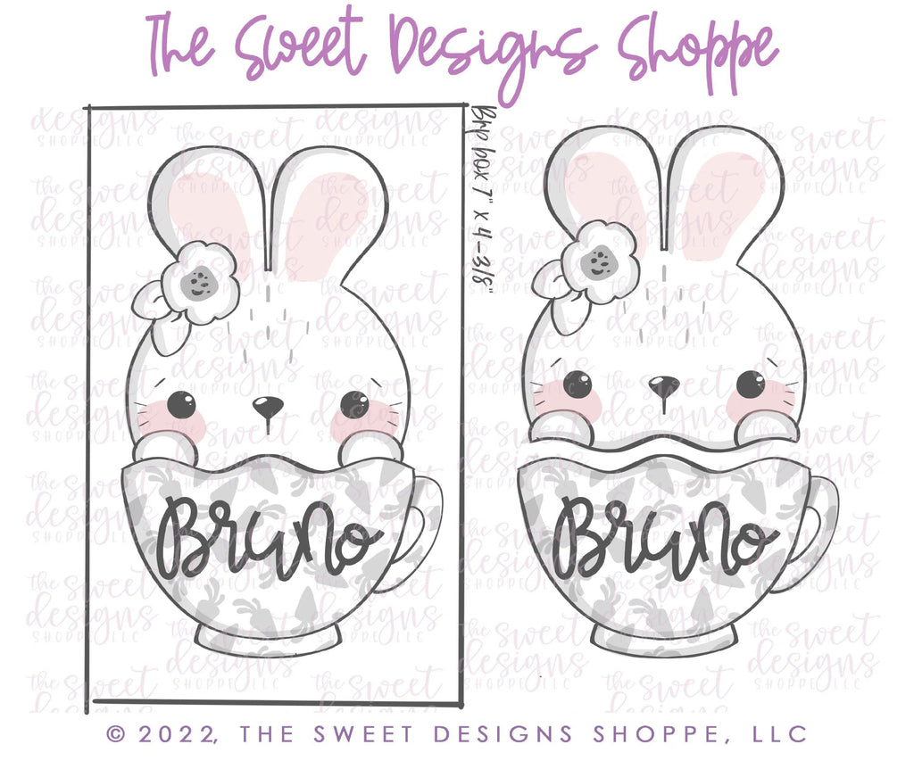 Cookie Cutters - Girly Cute Bunny in Mug Two Piece Set - Set of 2 - Cookie Cutters - The Sweet Designs Shoppe - TSDS - - ALL,Animal,Animals,Animals and Insects,bunny,Cookie Cutter,Easter / Spring,mug,mugs,Promocode,regular sets,Set,sets