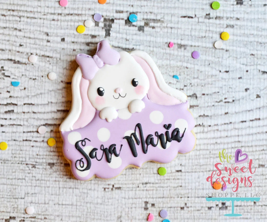 Cookie Cutters - Girly Cute Bunny Plaque v2- Cookie Cutter - The Sweet Designs Shoppe - - ALL, Animal, Cookie Cutter, Customize, Decoration, Easter, Easter / Spring, Plaque, Promocode