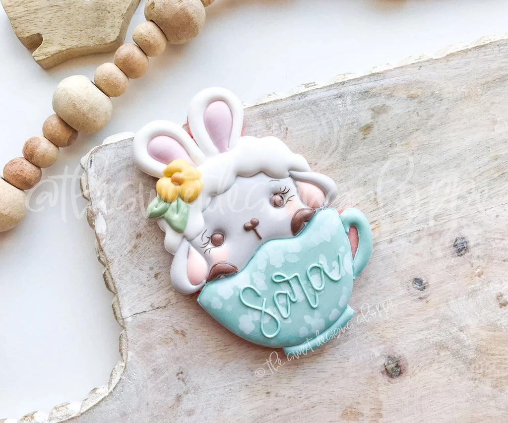 Cookie Cutters - Girly Cute Lamb in Mug - Cookie Cutter - Sweet Designs Shoppe - - ALL, Animal, Animals, Animals and Insects, Cookie Cutter, easter, Easter / Spring, mug, mugs, Promocode