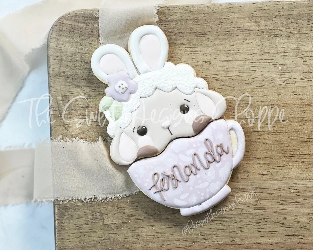 Cookie Cutters - Girly Cute Lamb in Mug Two Piece Set - Set of 2 - Cookie Cutters - The Sweet Designs Shoppe - - ALL, Animal, Animals, Animals and Insects, bunny, Cookie Cutter, Easter / Spring, mug, mugs, Promocode, regular sets, Set, sets