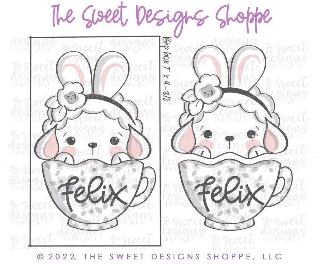 Cookie Cutters - Girly Cute Lamb in Mug Two Piece Set - Set of 2 - Cookie Cutters - The Sweet Designs Shoppe - - ALL, Animal, Animals, Animals and Insects, bunny, Cookie Cutter, Easter / Spring, mug, mugs, Promocode, regular sets, Set, sets