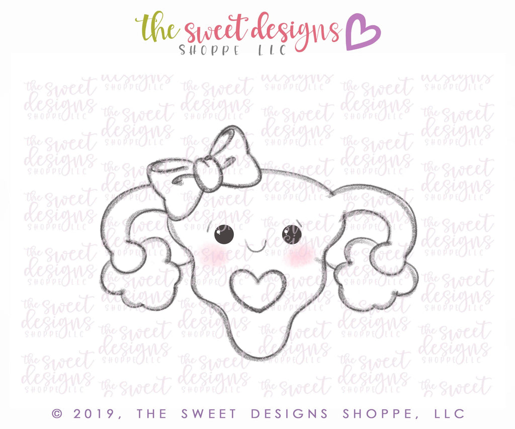 Cookie Cutters - Girly Cute Uterus - Cookie Cutter - The Sweet Designs Shoppe - - 2019, ALL, Baby, Baby / Kids, Cookie Cutter, Doctor, Fertilized Egg, MEDICAL, nurse, Pregnancy, Promocode, Uterus