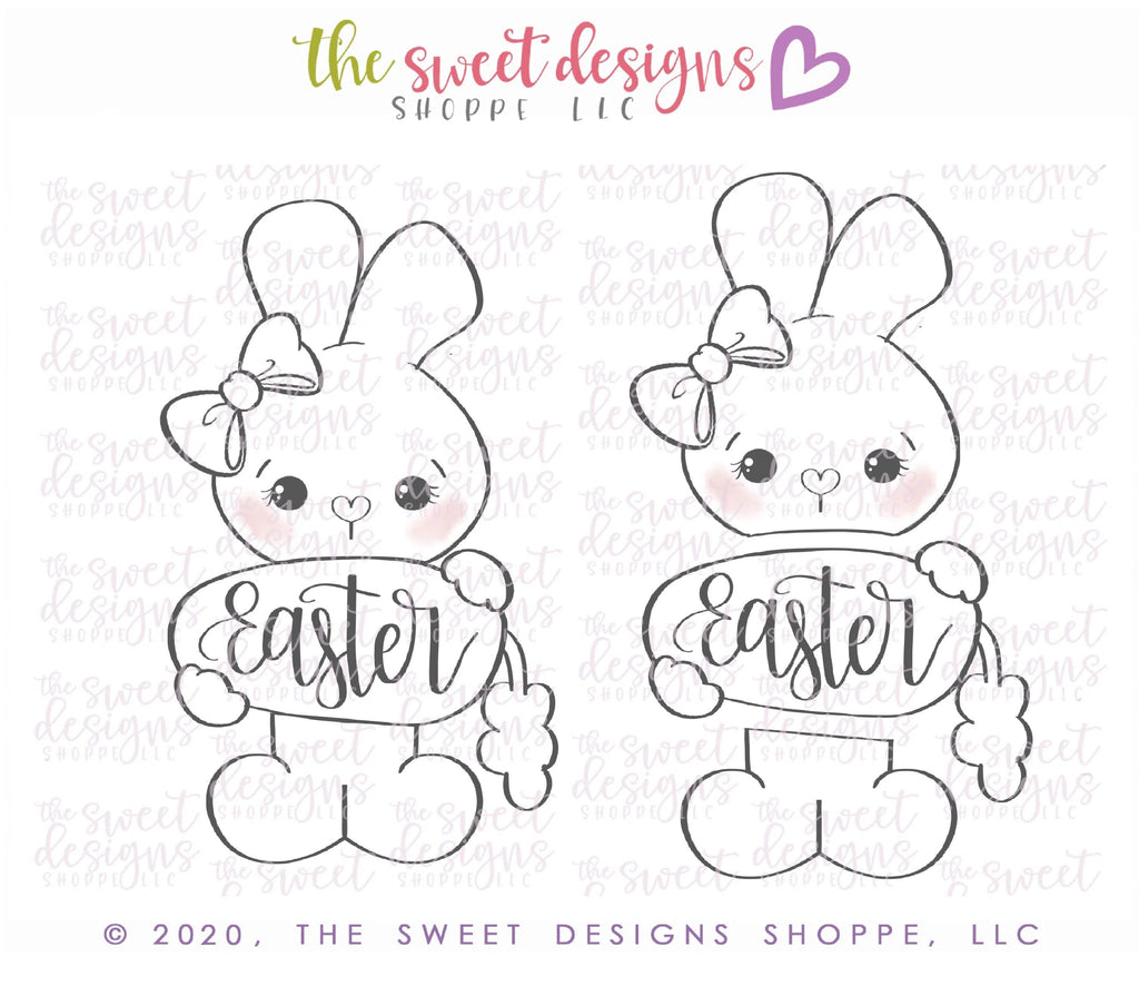 Cookie Cutters - Girly Easter Bunny Set - Cookie Cutters - The Sweet Designs Shoppe - - ALL, Animal, Animals, Animals and Insects, Cookie Cutter, Easter, Easter / Spring, Promocode, regular sets, set, sets