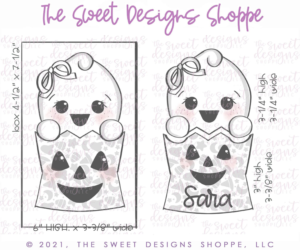 Cookie Cutters - Girly Ghost in Trick or Treat Bag Set - Set of 2 - Cookie Cutters - Sweet Designs Shoppe - - ALL, Cookie Cutter, halloween, Halloween set, Halloween Sets, Mini Sets, Promocode, regular sets, set