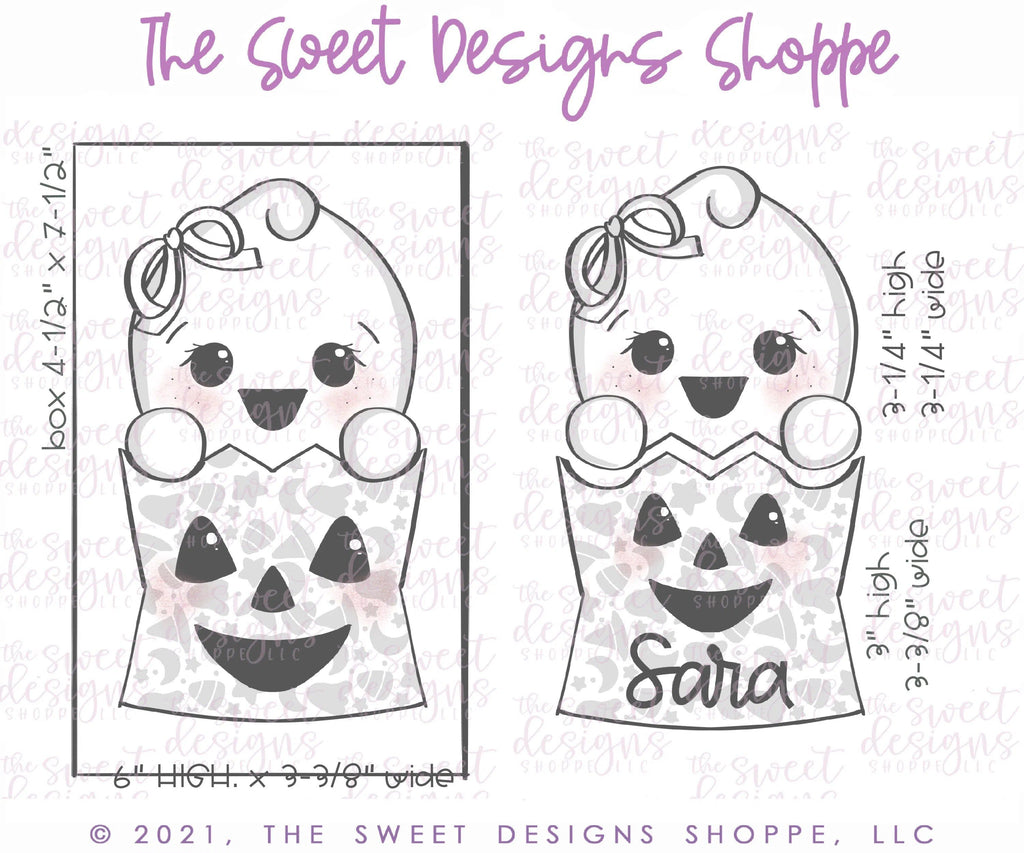 Cookie Cutters - Girly Ghost in Trick or Treat Bag Set - Set of 2 - Cookie Cutters - The Sweet Designs Shoppe - - ALL, Cookie Cutter, halloween, Halloween set, Halloween Sets, Mini Sets, Promocode, regular sets, set