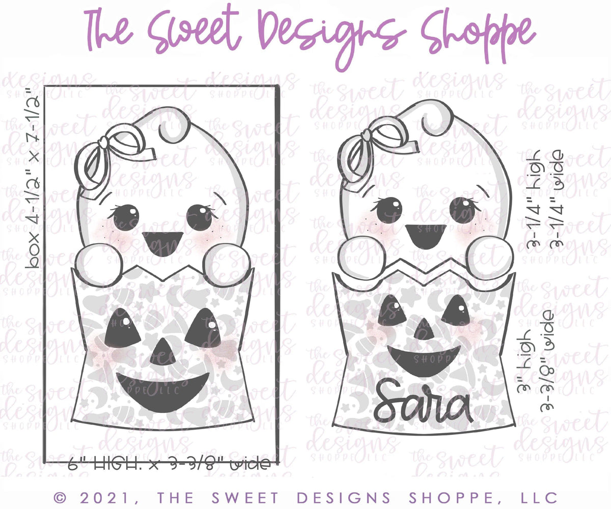 Cookie Cutters - Girly Ghost in Trick or Treat Bag Set - Set of 2 - Cookie Cutters - The Sweet Designs Shoppe - TSDS - - ALL,Cookie Cutter,halloween,Halloween set,Halloween Sets,Mini Sets,Promocode,regular sets,set