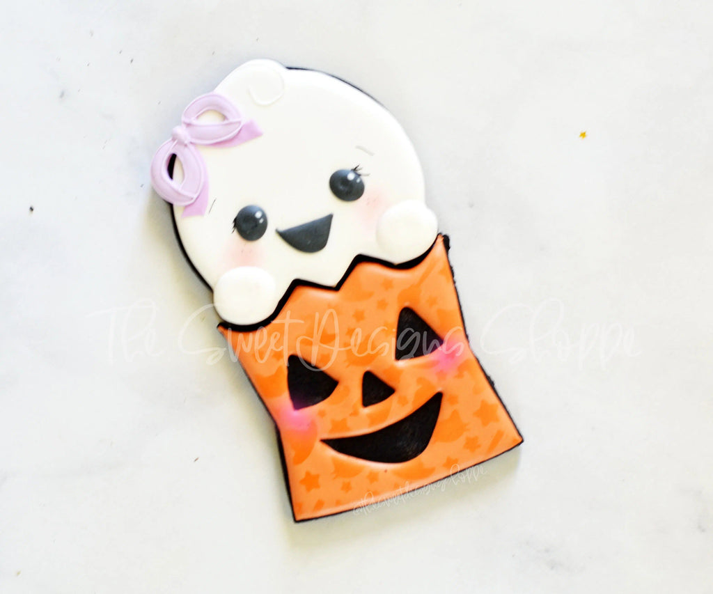 Cookie Cutters - Girly Ghost in Trick or Treat Bag Set - Set of 2 - Cookie Cutters - The Sweet Designs Shoppe - TSDS - - ALL,Cookie Cutter,halloween,Halloween set,Halloween Sets,Mini Sets,Promocode,regular sets,set