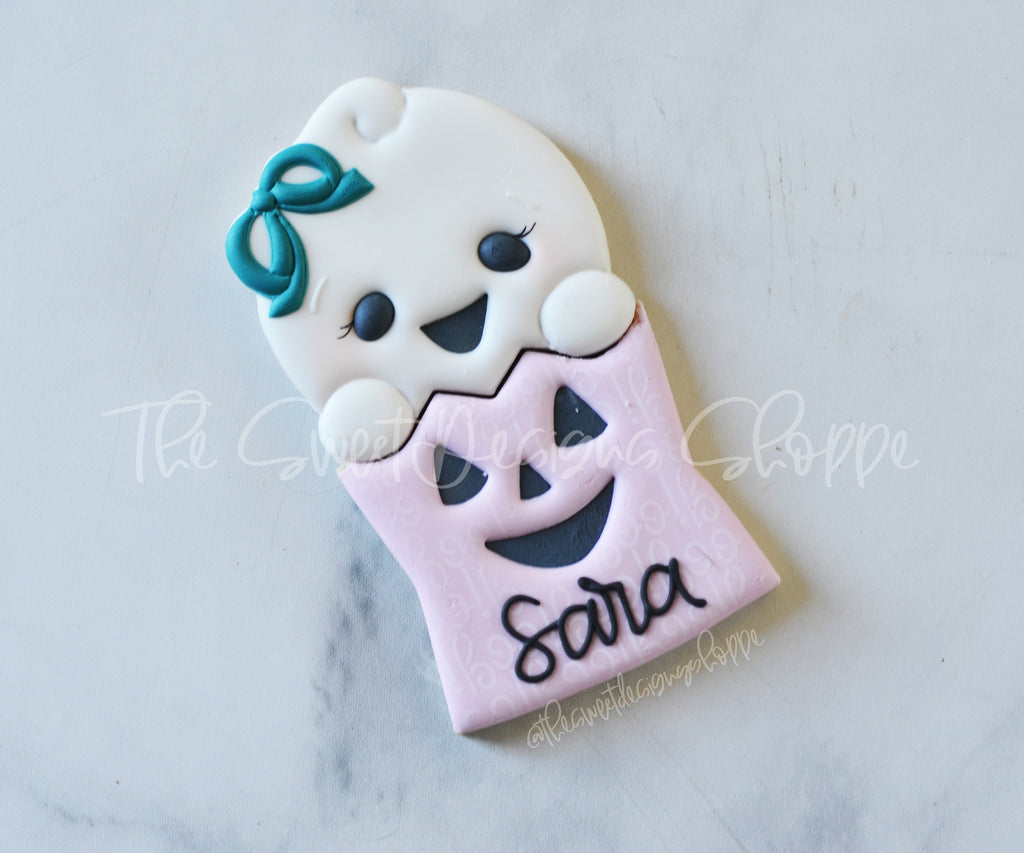 Cookie Cutters - Girly Ghost in Trick or Treat Bag Set - Set of 2 - Cookie Cutters - The Sweet Designs Shoppe - TSDS - - ALL,Cookie Cutter,halloween,Halloween set,Halloween Sets,Mini Sets,Promocode,regular sets,set