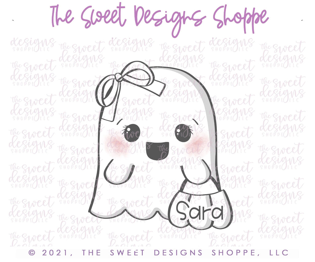 Cookie Cutters - Girly Ghost with Pumpkin - Cookie Cutter - Sweet Designs Shoppe - - ALL, Boo, Cookie Cutter, Ghost, halloween, Promocode