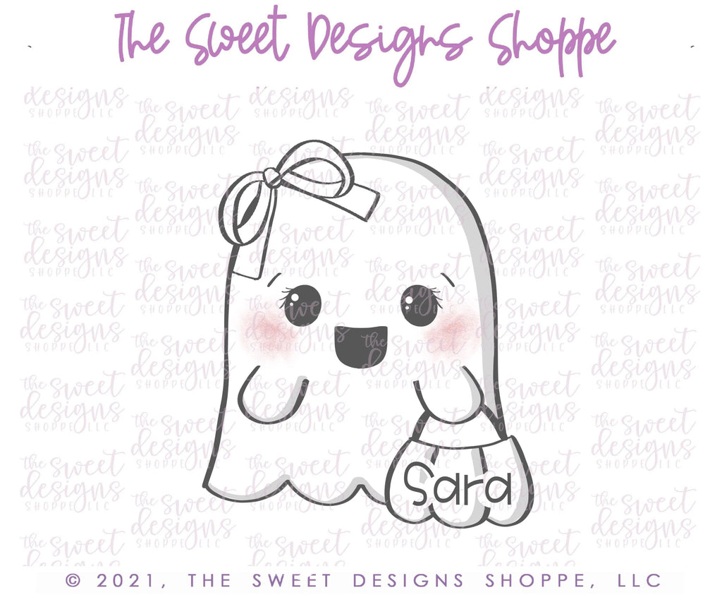 Cookie Cutters - Girly Ghost with Pumpkin - Cookie Cutter - The Sweet Designs Shoppe - TSDS - - ALL,Boo,Cookie Cutter,Ghost,halloween,Promocode
