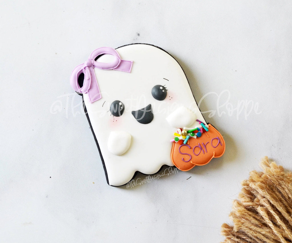 Cookie Cutters - Girly Ghost with Pumpkin - Cookie Cutter - The Sweet Designs Shoppe - TSDS - - ALL,Boo,Cookie Cutter,Ghost,halloween,Promocode