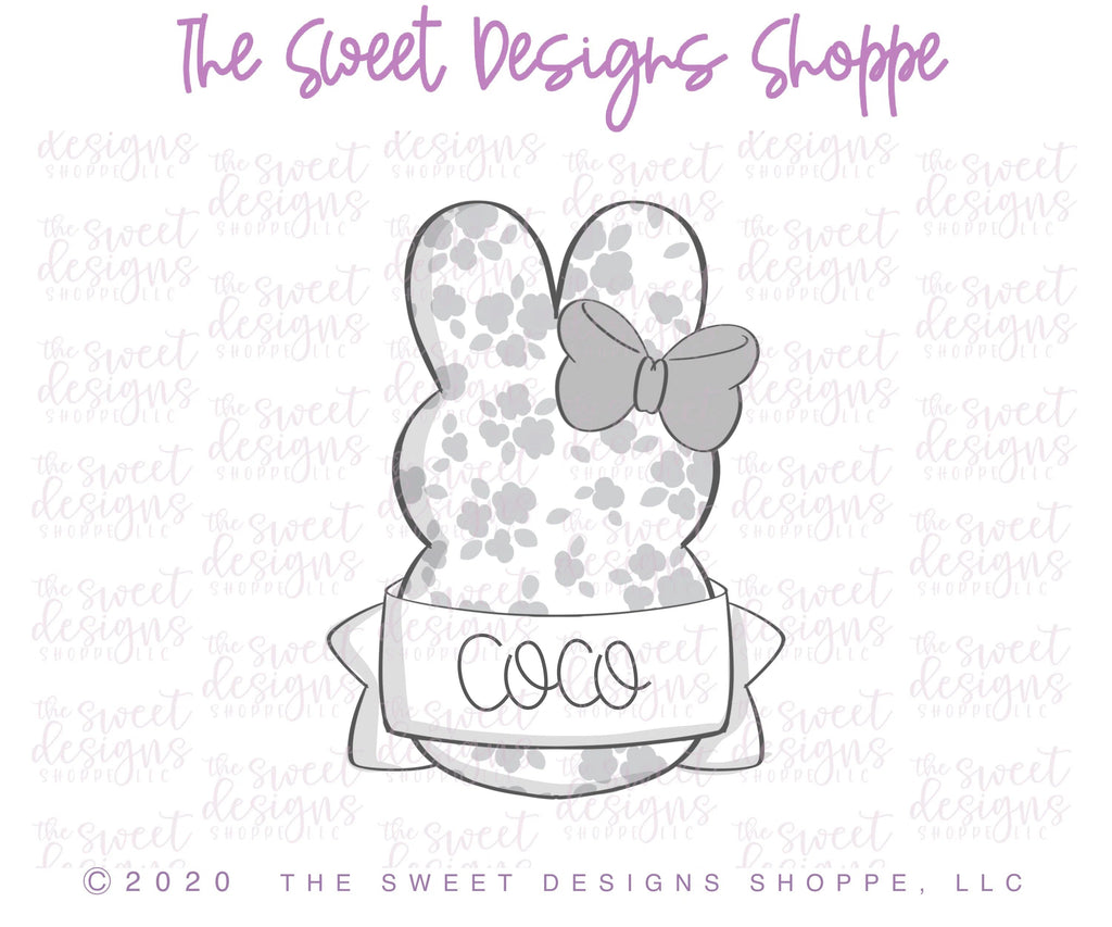 Cookie Cutters - Girly Marshmallow Bunny with Ribbon - Cookie Cutter - Sweet Designs Shoppe - - 2019, ALL, Animal, Bunny, Cookie Cutter, Easter, Easter / Spring, Nature, Peep, Peeps, Promocode