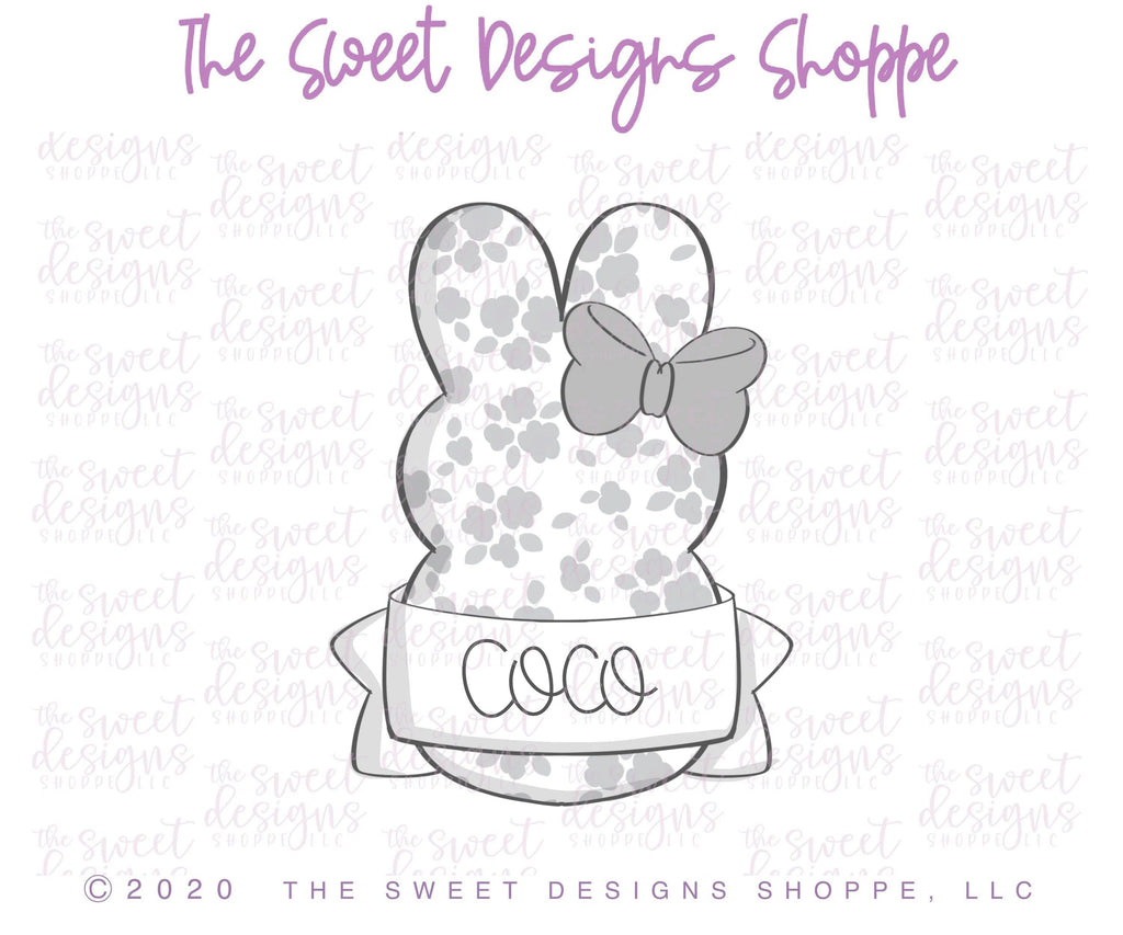 Cookie Cutters - Girly Marshmallow Bunny with Ribbon - Cookie Cutter - The Sweet Designs Shoppe - TSDS - - ALL,Animal,Animals,Bunny,Cookie Cutter,Easter,Easter / Spring,Nature,Peep,Peeps,Promocode