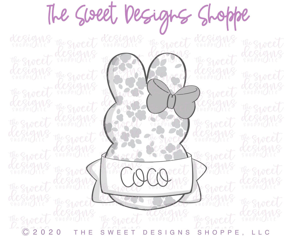 Cookie Cutters - Girly Marshmallow Bunny with Ribbon - Cookie Cutter - The Sweet Designs Shoppe - - 2019, ALL, Animal, Bunny, Cookie Cutter, Easter, Easter / Spring, Nature, Peep, Peeps, Promocode