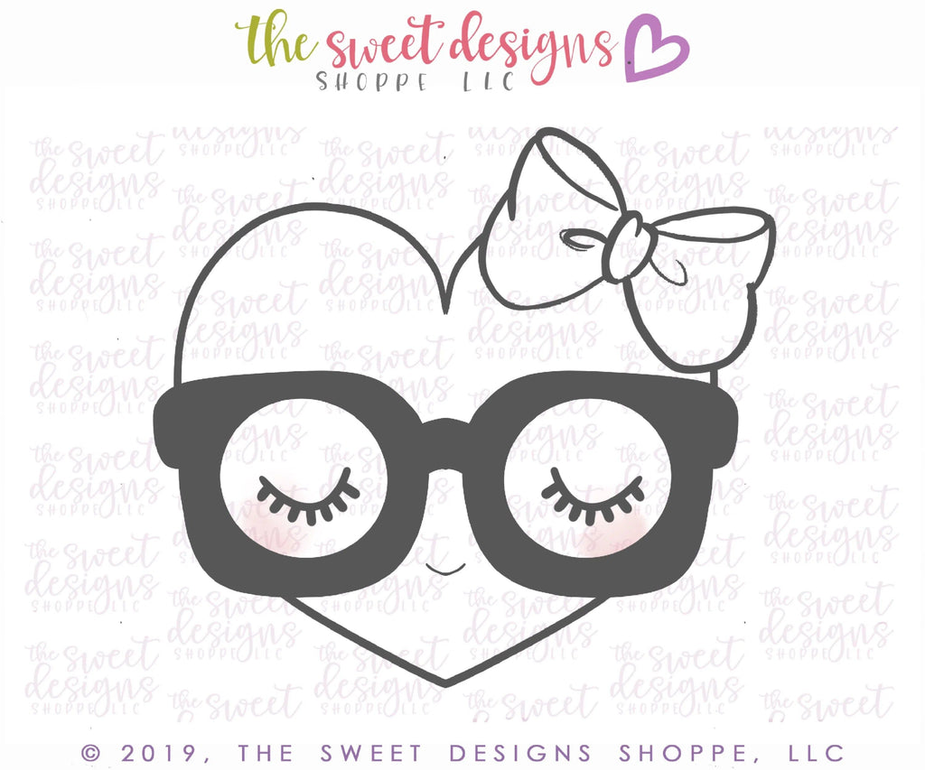 Cookie Cutters - Girly Nerdy Heart - Cookie Cutter - The Sweet Designs Shoppe - TSDS - - ALL,Cookie Cutter,Nerdy,Promocode,Valentine,Valentines